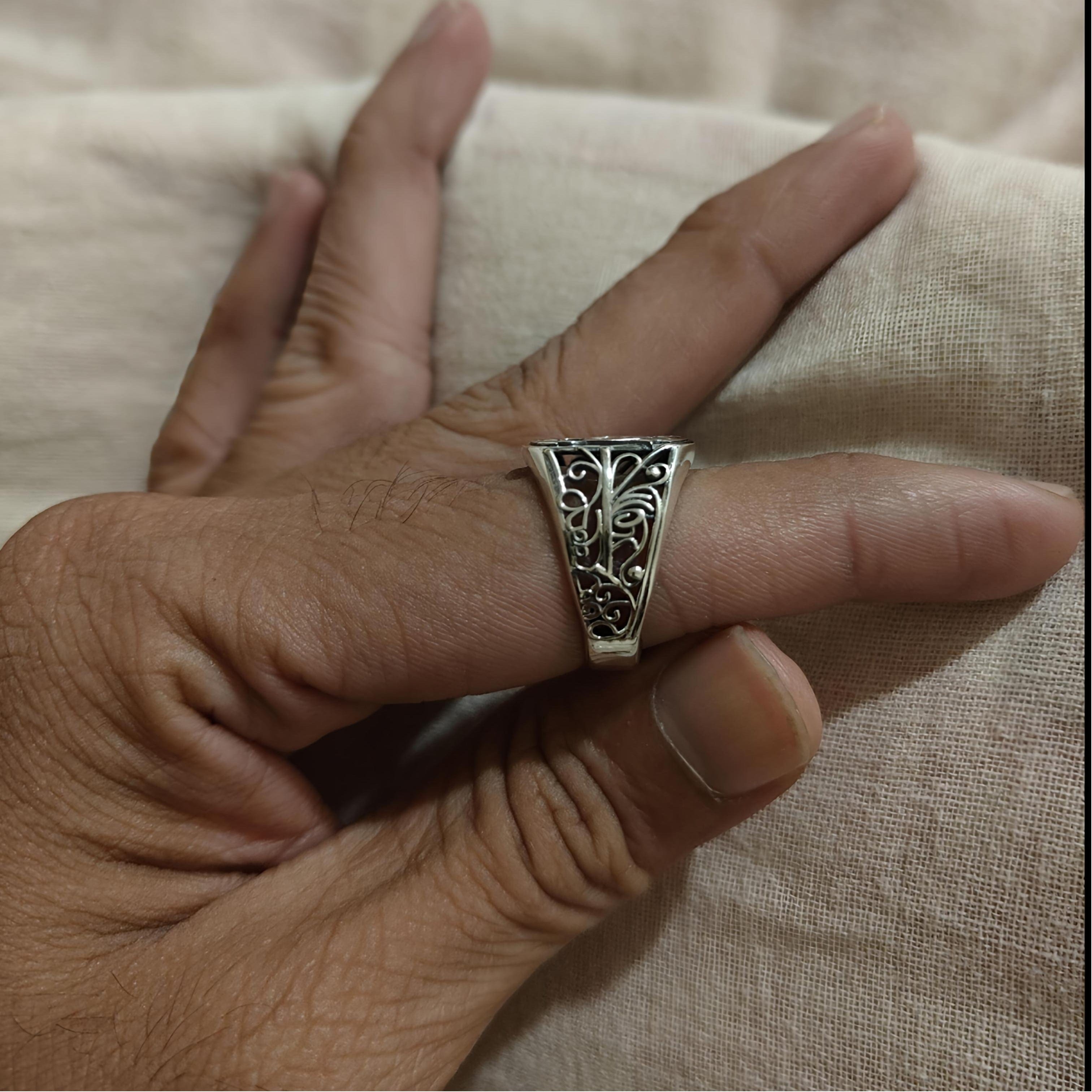 The Nutan Art Jewelry Rings Liam Sterling Silver Handmade Two Signet Initial Letter Ring