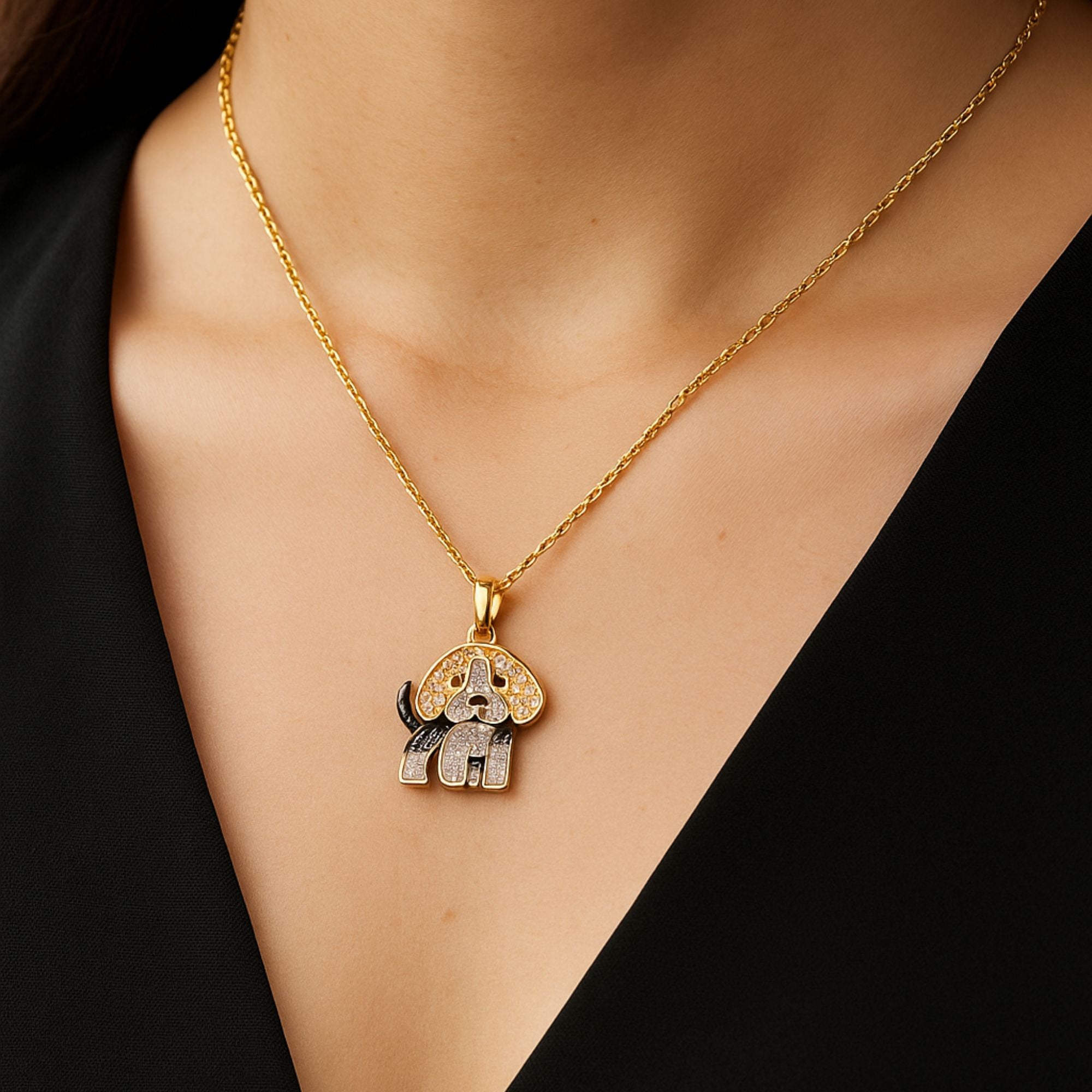 Drake Sterling Silver Puppy Dog Moissanite Necklace