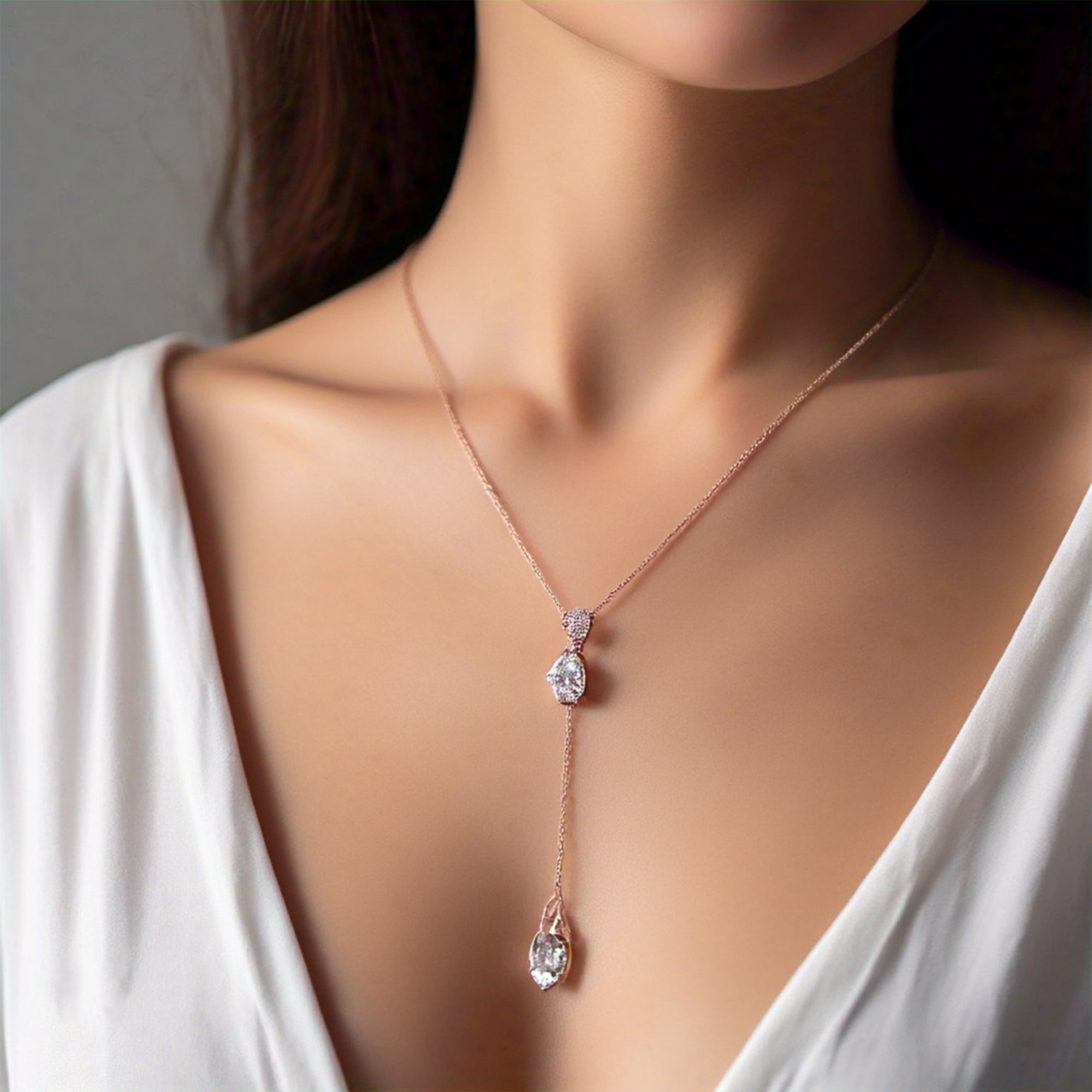 Urania Rose Gold Diamond Vintage Chunky Lariat Necklace
