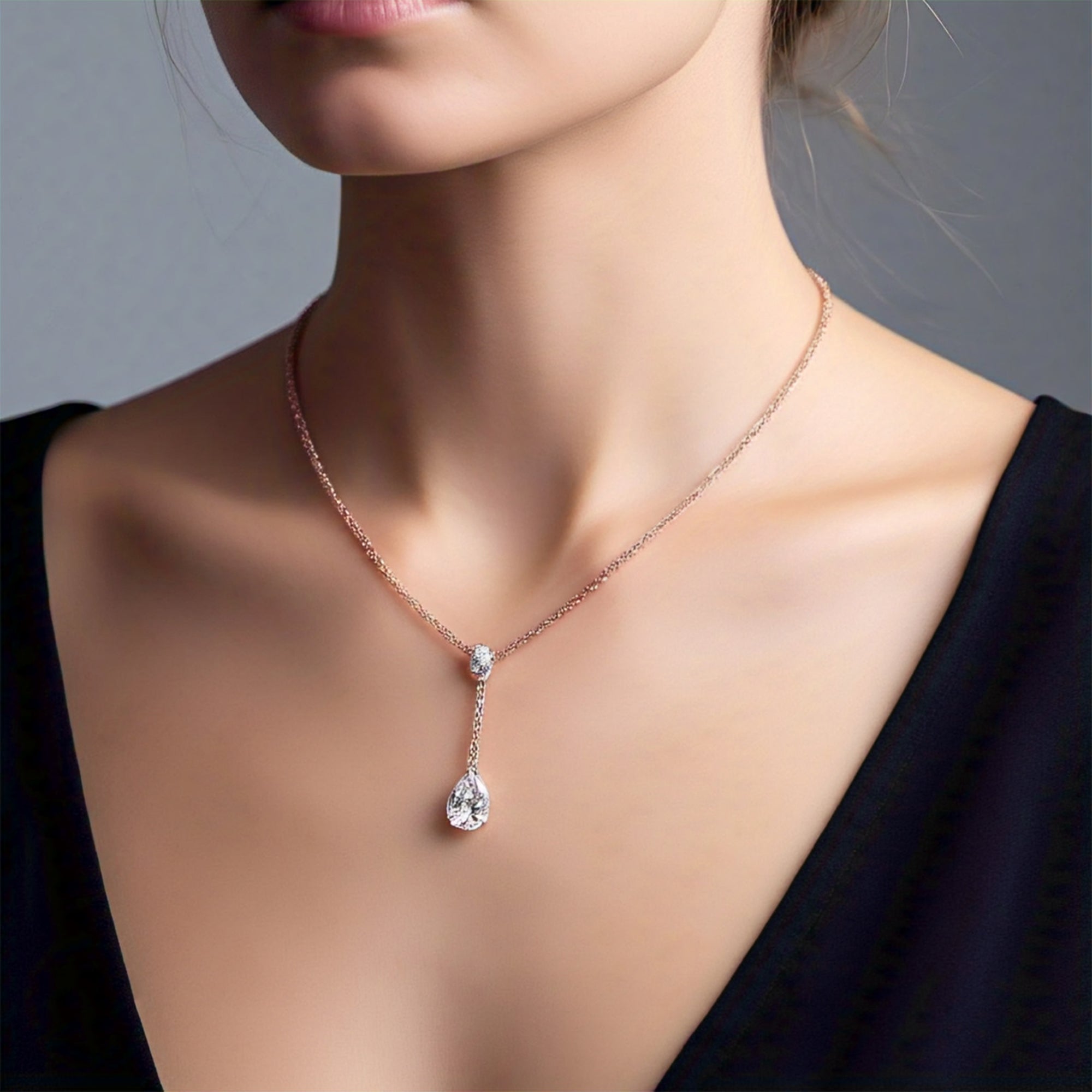 Aglaea Rose Gold Vintage Chunky Diamond Lariat Necklace