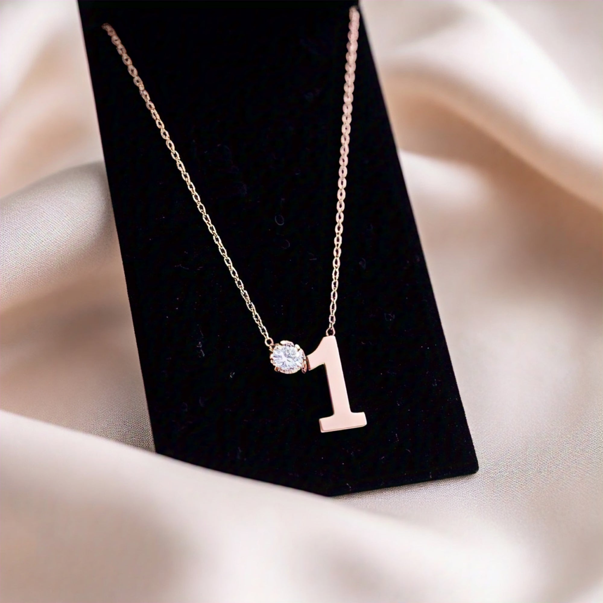 Sedna Rose Gold Moissanite Angel Sport Jersey Number Necklace