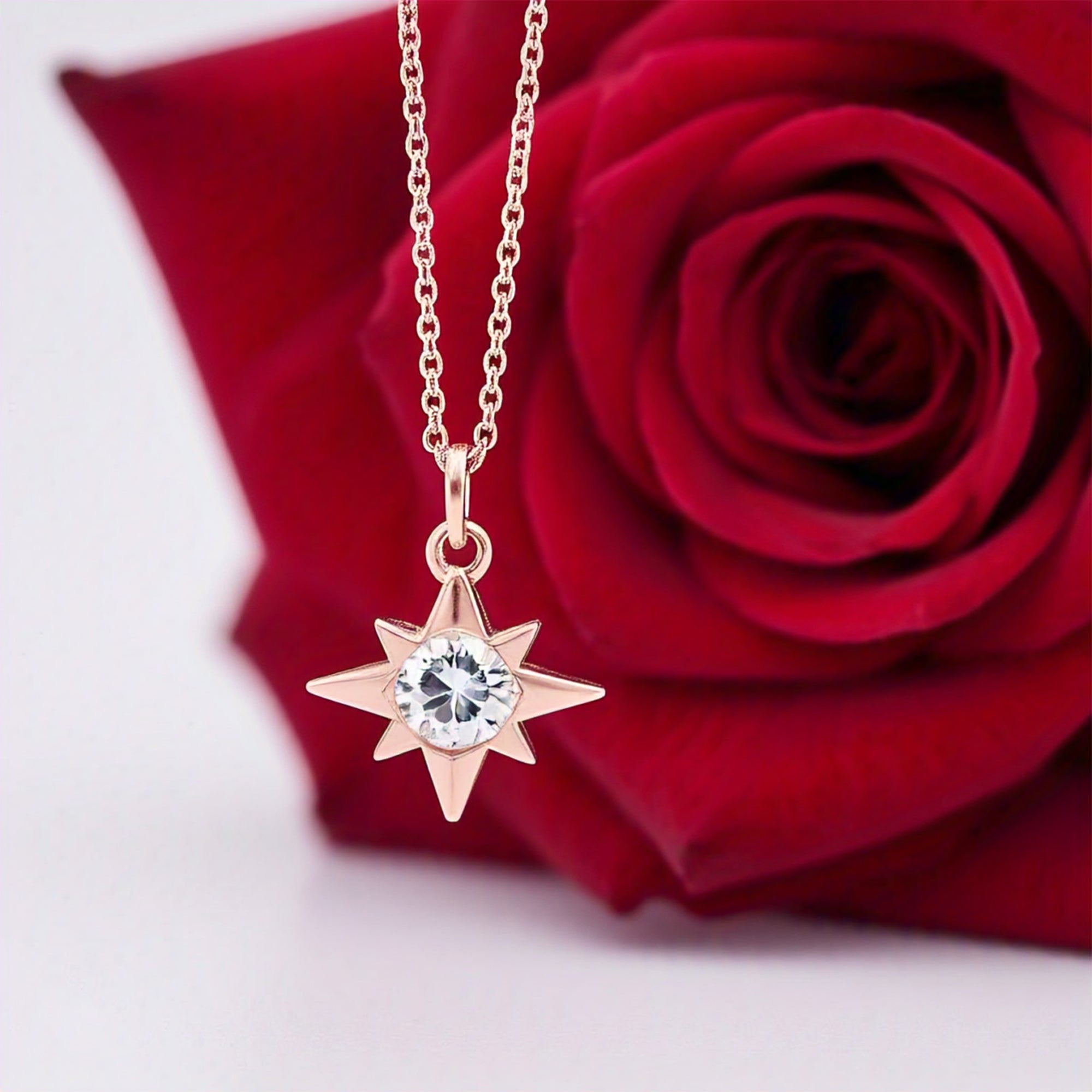 Terpsichore Rose Gold Chunky David Jewish North Star Necklace