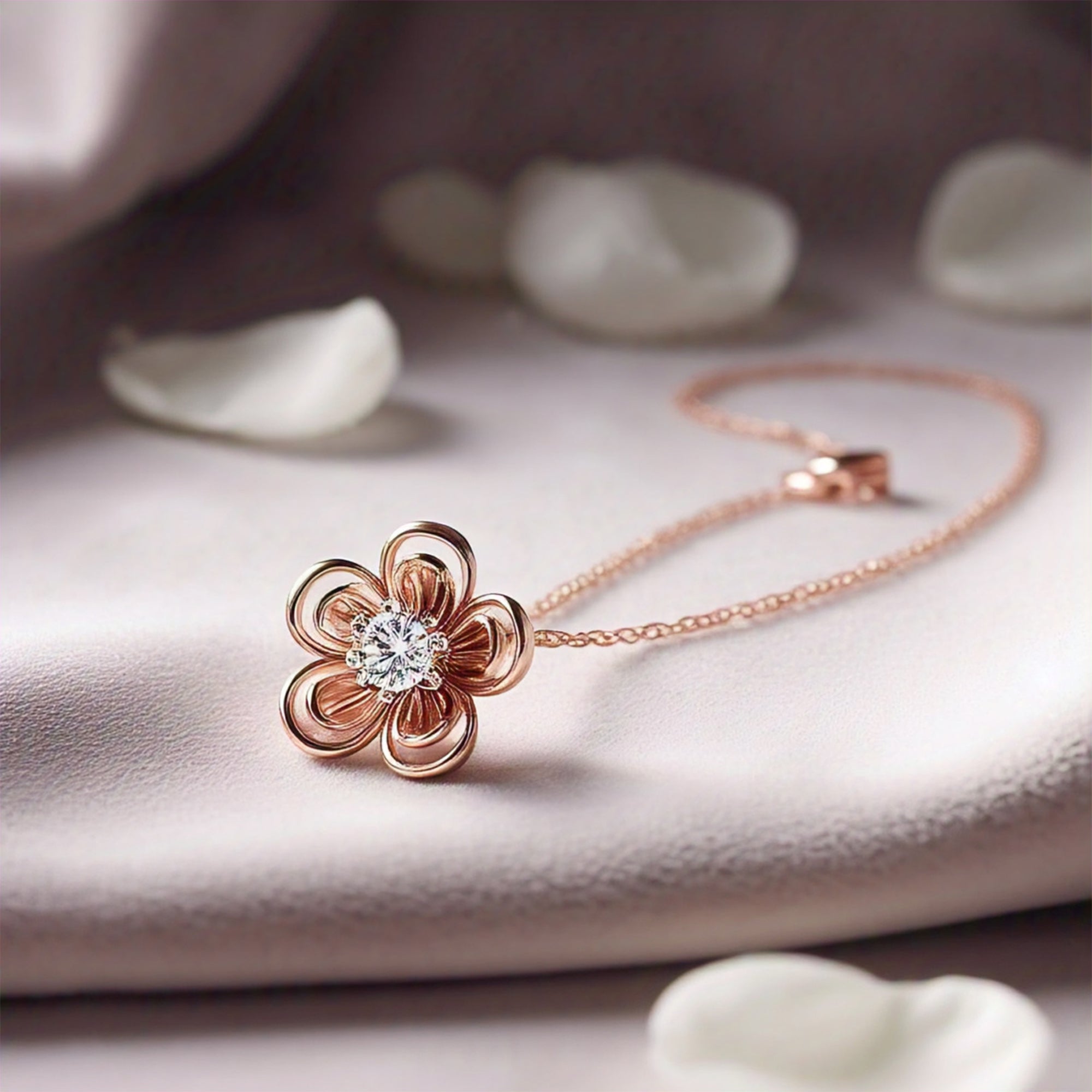 Eucleia Moissanite Rose Gold Squash Birth Flower Necklace