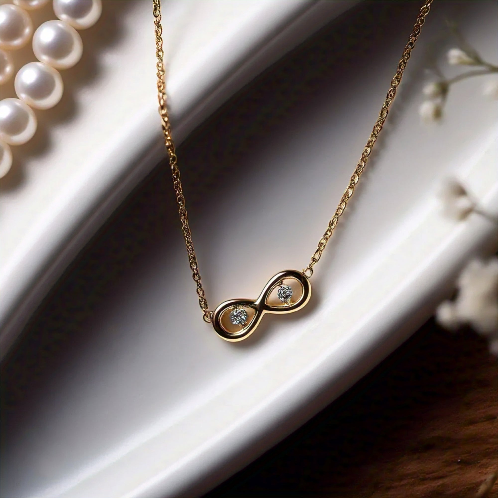 Vigdis Gold Pandora Swarovski Moissanite Infinity Necklace