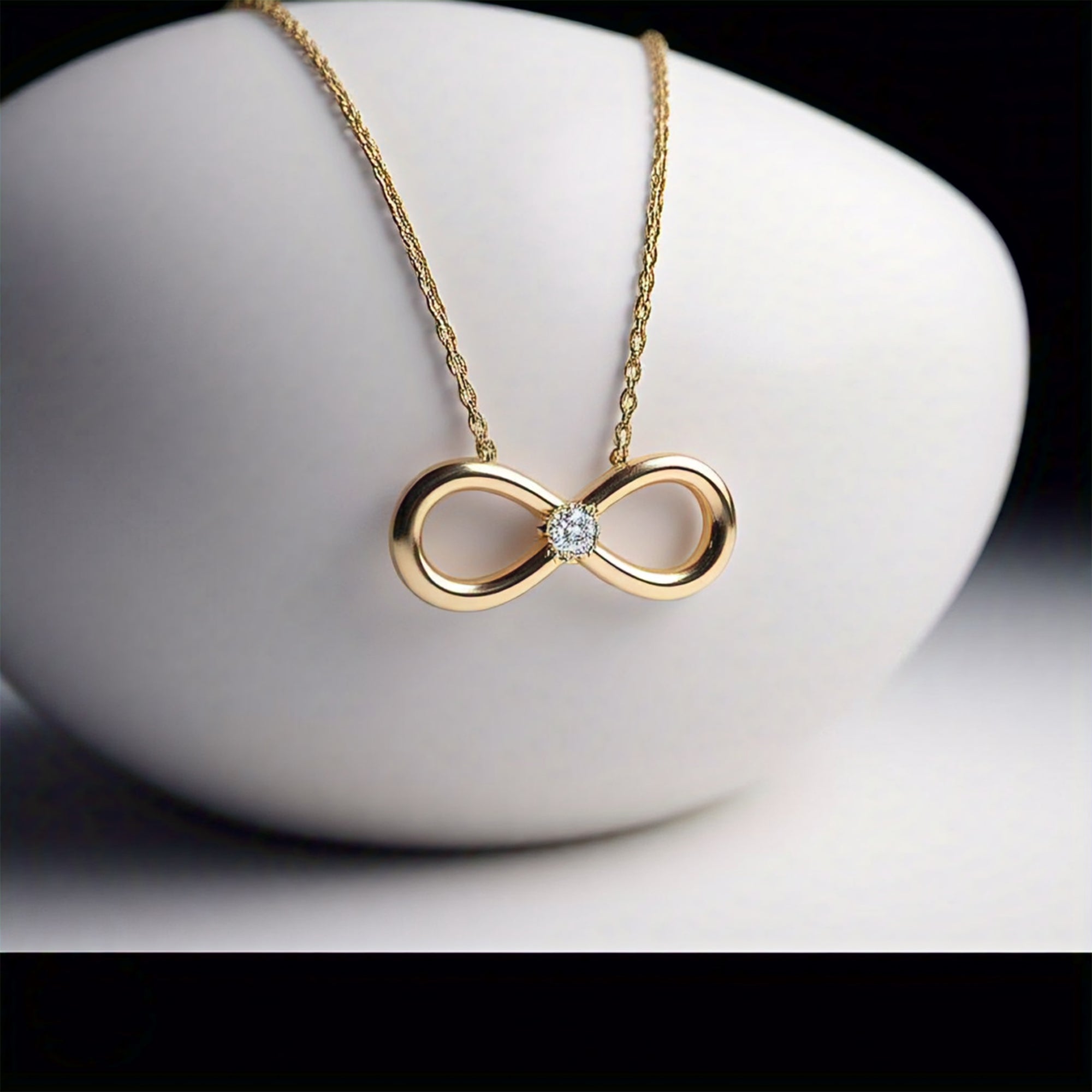 Clotho Pandora Gold Swarovski Moissanite Infinity Necklace