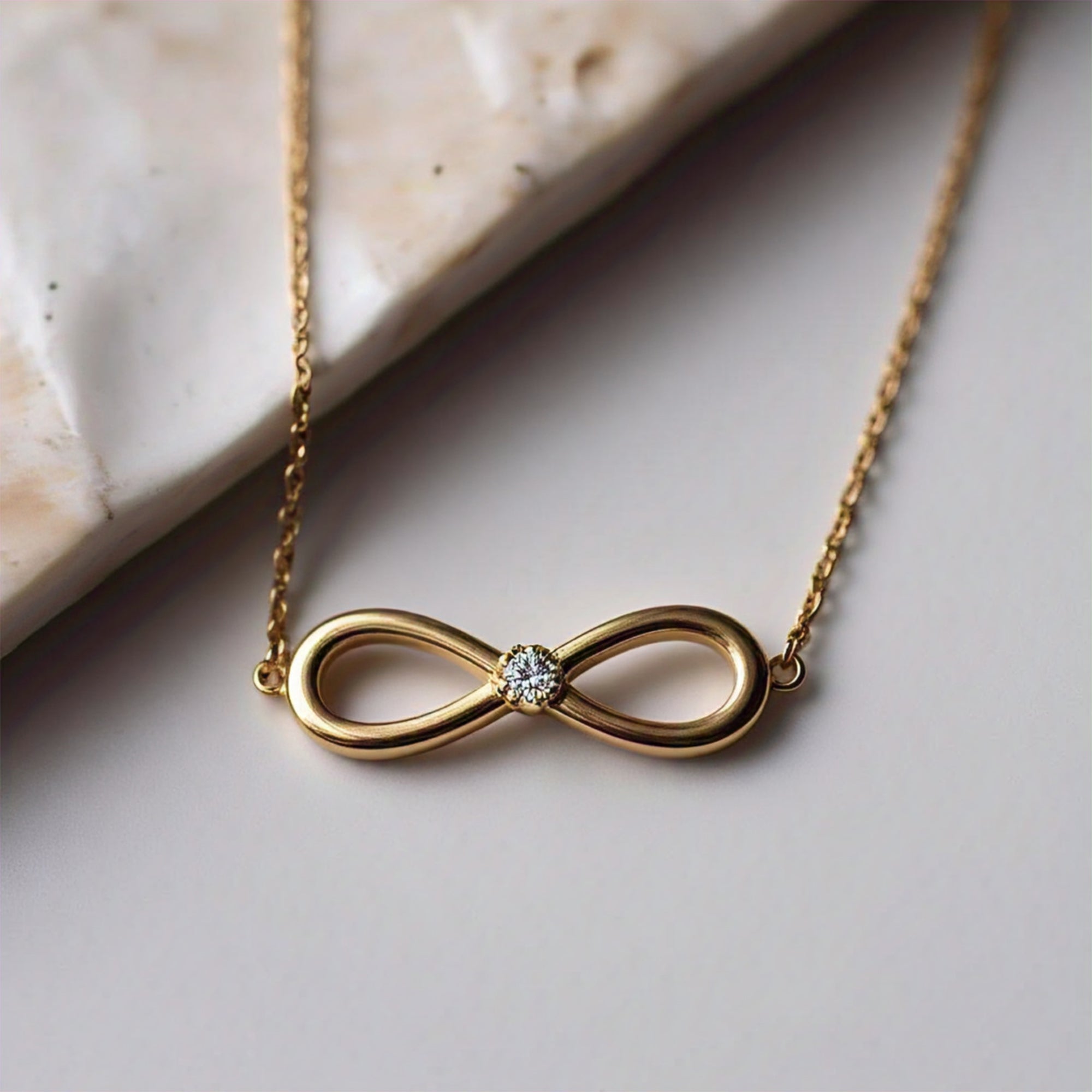 Halie Gold Swarovski Moissanite Pandora Infinity Necklace