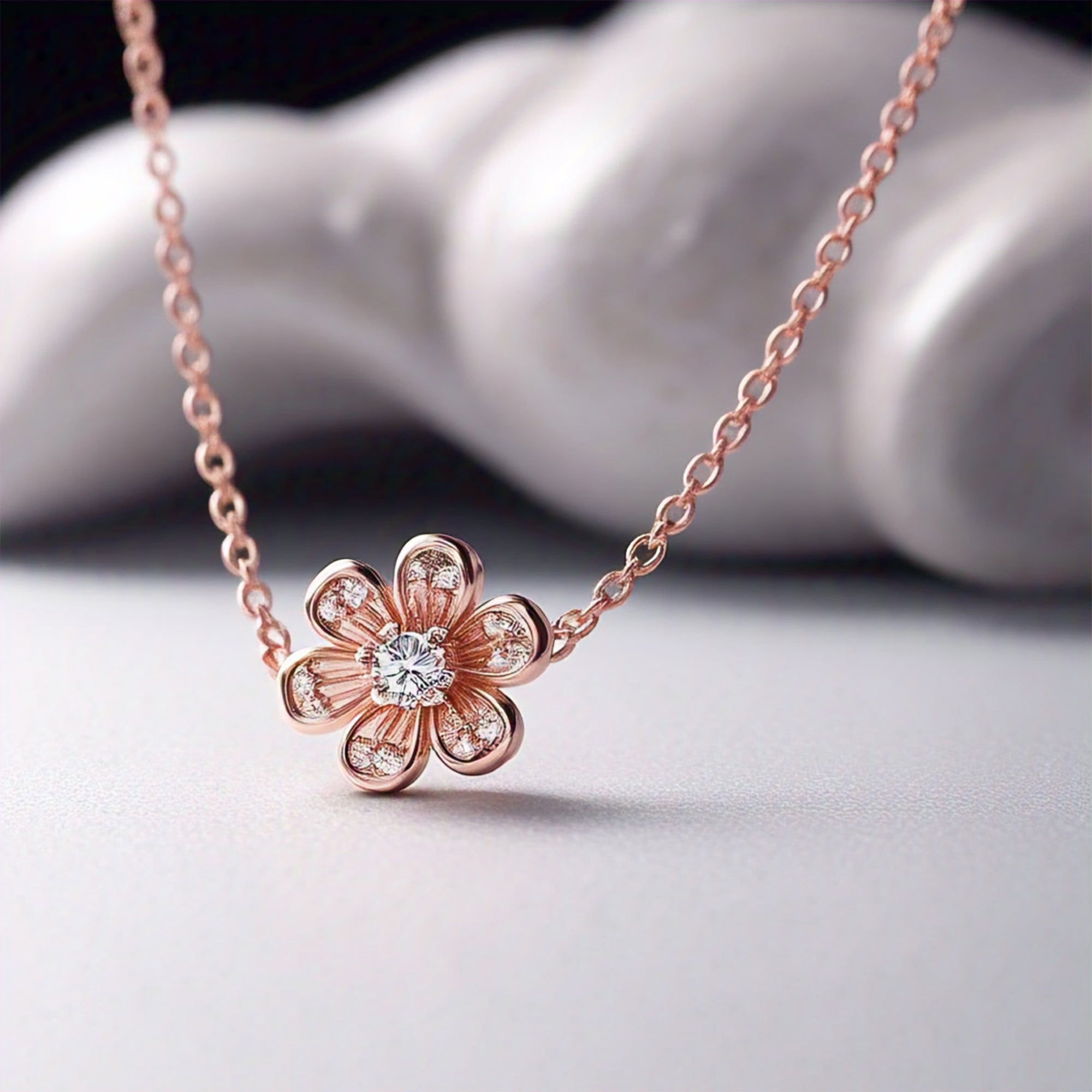 Aphaea Rose Gold Hawaii August Birth Flower Moissanite Necklace