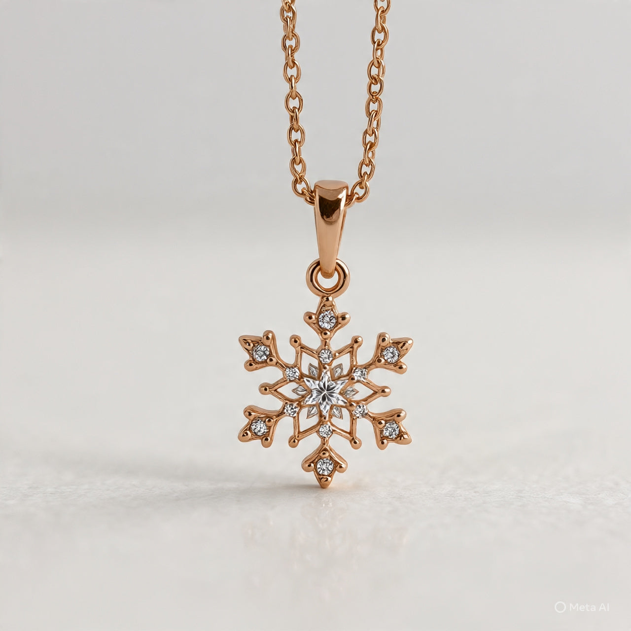 Eirene Rose Gold Swarovski Pandora Moissanite Snowflake Necklace
