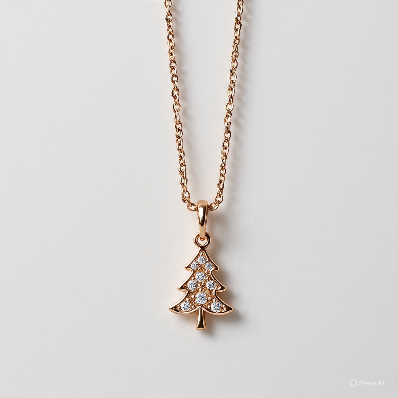 Grainne Rose Gold Moissanite Christmas Tree Charm Pandora Necklace