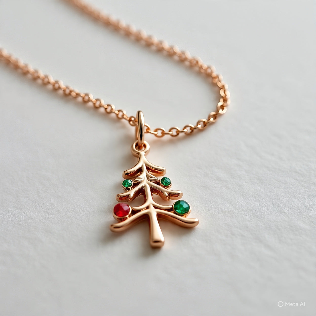 Chhaya Rose Gold Ruby Christmas Tree Charm Emerald Pandora Necklace