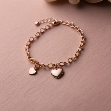 The Nutan Art Jewelry Bracelets Anona Rose Gold Pandora Infant Childrens Double Heart Bracelet Chain