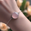 The Nutan Art Jewelry Bracelets Bia Sterling Silver Real Pink Rose Quartz Crystal Bracelet