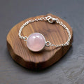 The Nutan Art Jewelry Bracelets Bia Sterling Silver Real Pink Rose Quartz Crystal Bracelet