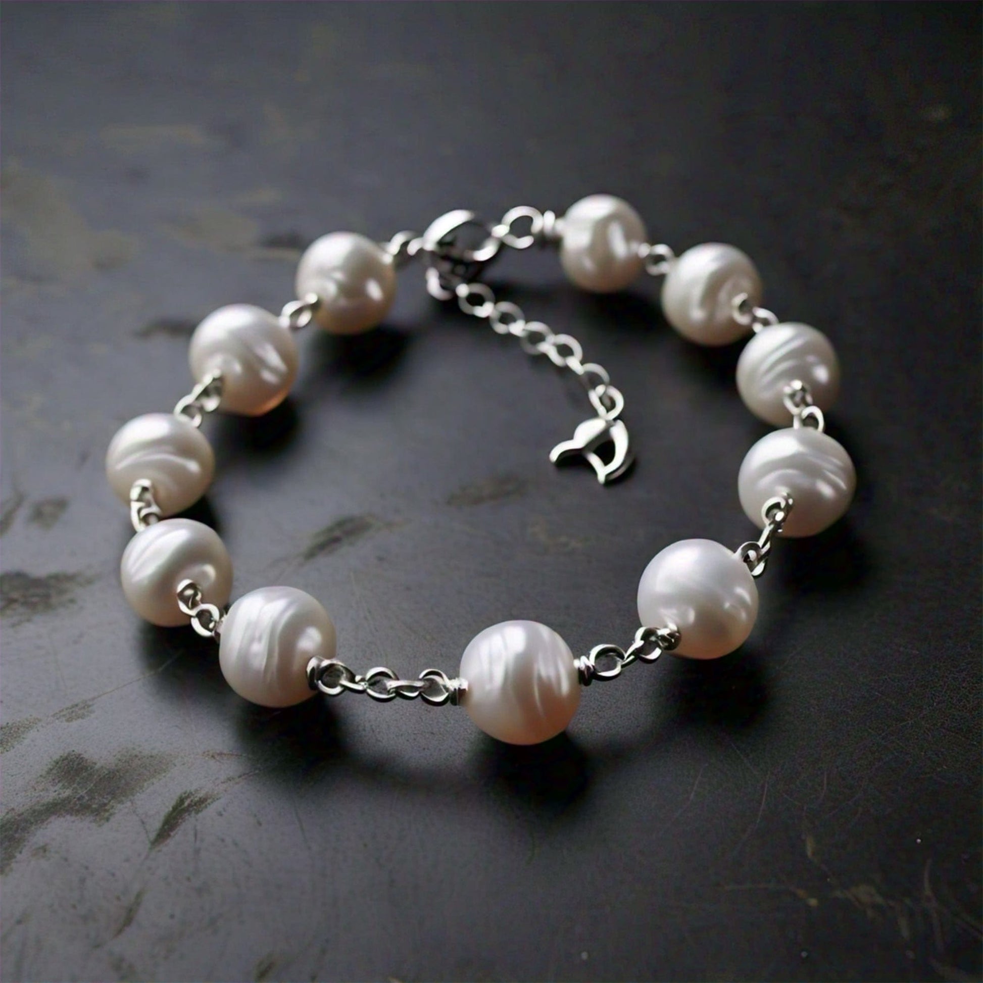 The Nutan Art Jewelry Bracelets Cyrene Sterling Silver Real Natural Small Pearl Beads Bracelet