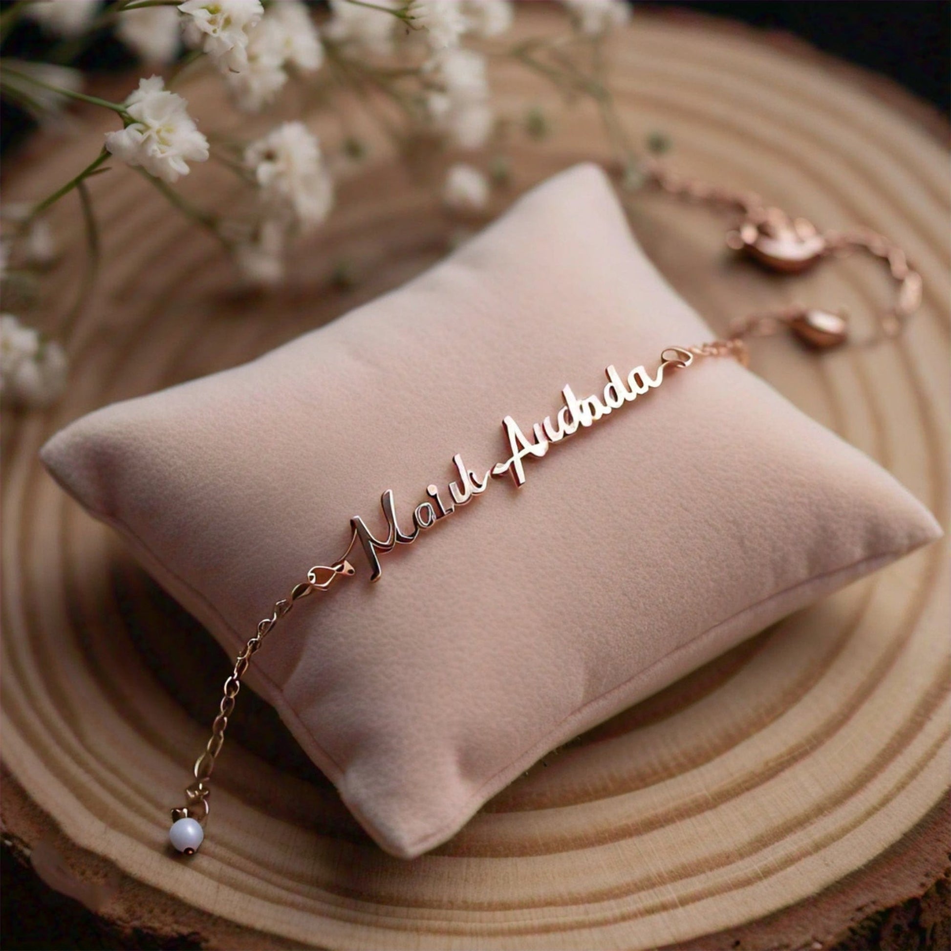 The Nutan Art Jewelry Bracelets Mara Rose Gold Newborn Personalized Infant Name Bracelet