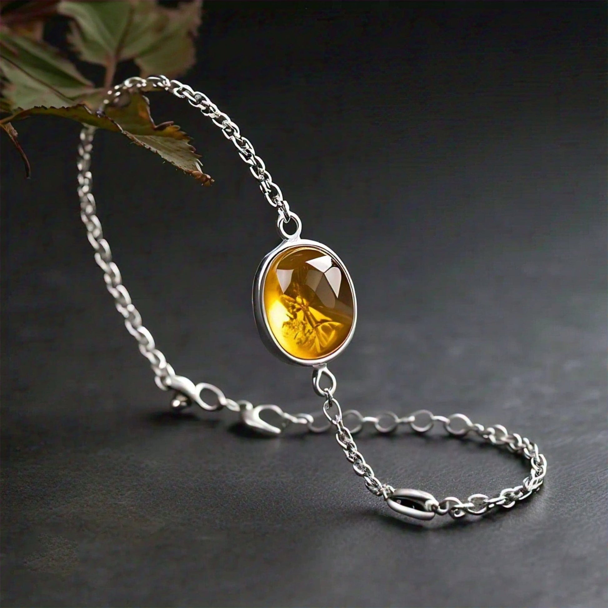 The Nutan Art Jewelry Bracelets Nike Sterling Silver Citrine Crystal Stone Handmade Chain Bracelet