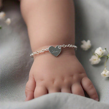 The Nutan Art Jewelry Bracelets Rhya Sterling Silver Heart Newborn Engraved Name Personalized Infant Bracelet