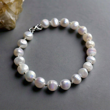 The Nutan Art Jewelry Bracelets Viva Small Real Natural Pearl Beads Sterling Silver Bracelet