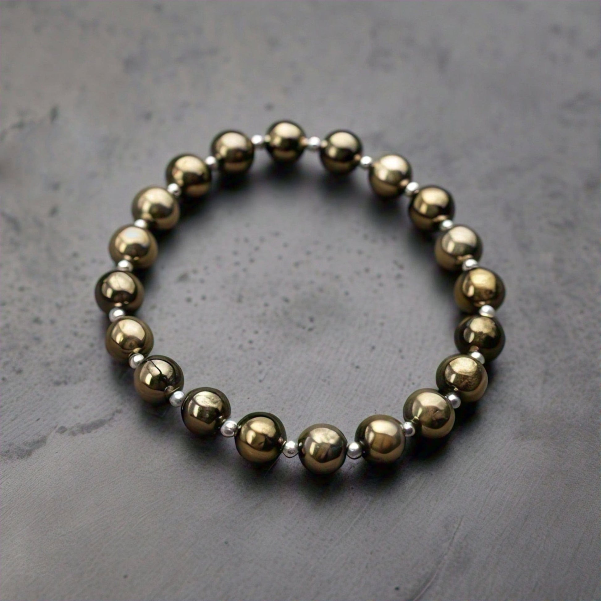 The Nutan Art Jewelry Bracelets Zorya Sterling Silver Original Pyrite Crystal Beads Bracelet