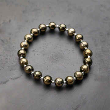 The Nutan Art Jewelry Bracelets Zorya Sterling Silver Original Pyrite Crystal Beads Bracelet