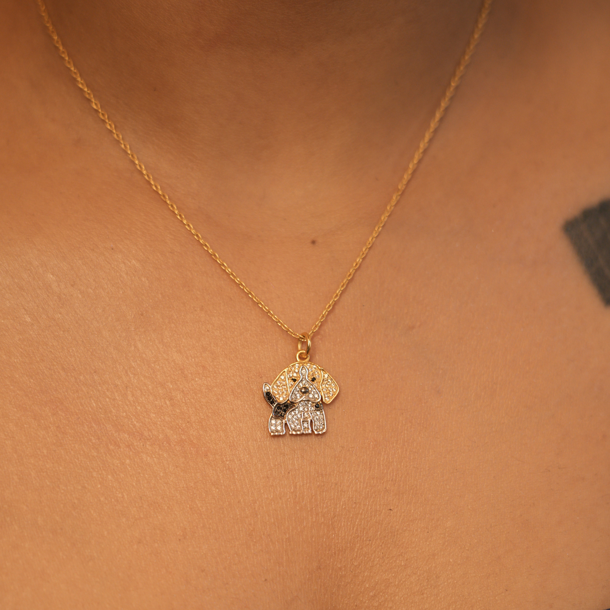Drake Sterling Silver Puppy Dog Moissanite Necklace