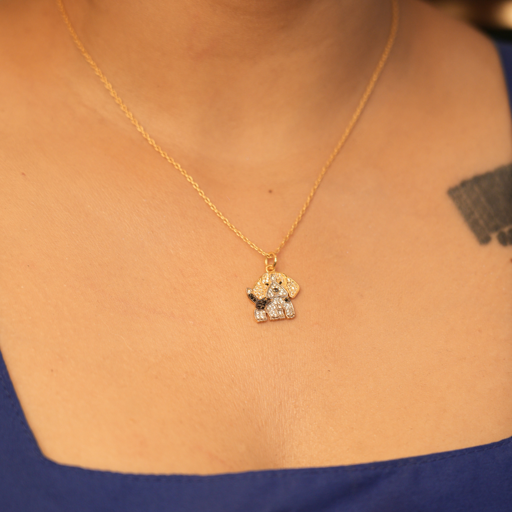 Drake Sterling Silver Puppy Dog Moissanite Necklace