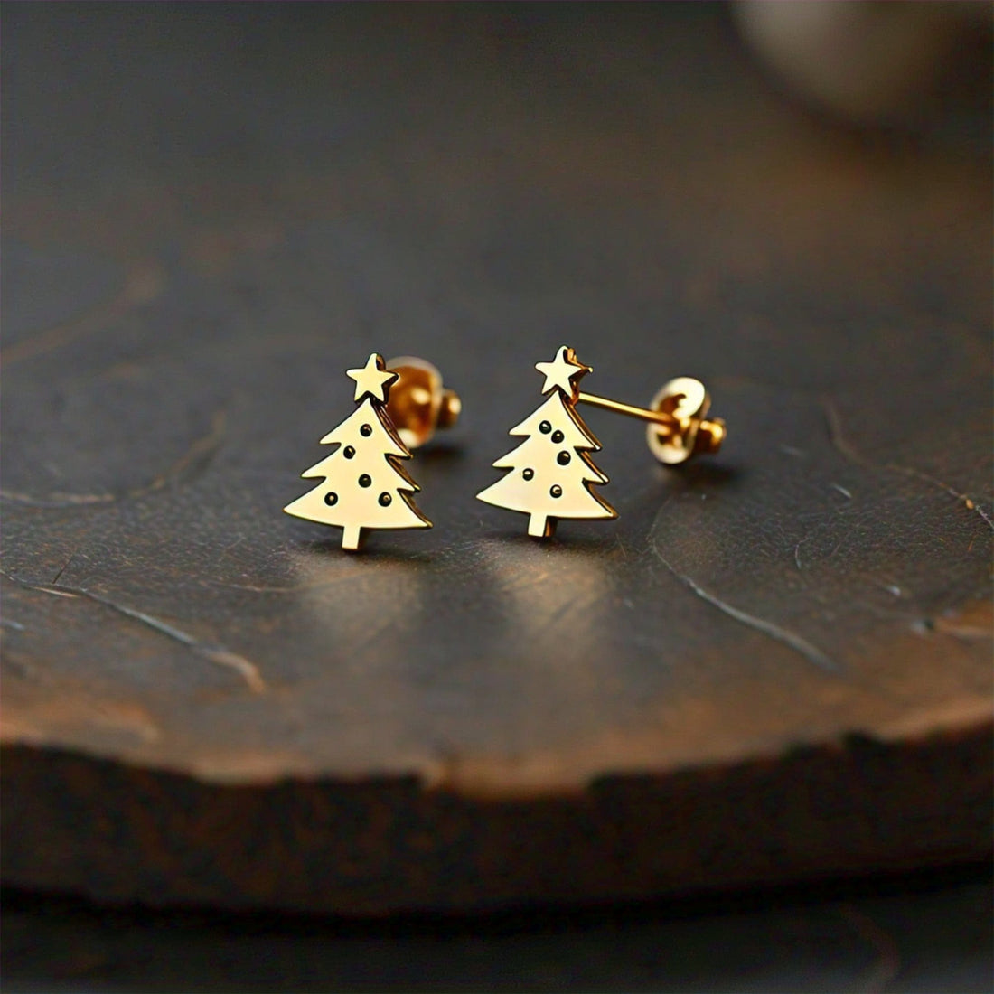 The Nutan Art Jewelry Earrings Cleta Gold Star Little Debbie Christmas Tree Stud Earrings