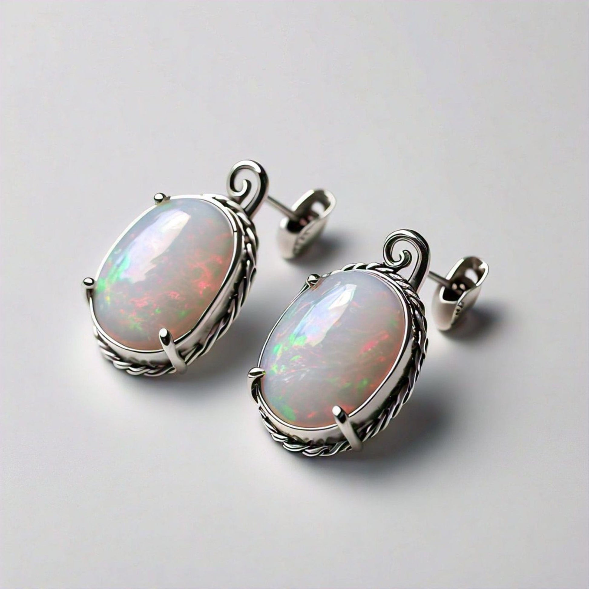 The Nutan Art Jewelry Earrings Echo Silver Vintage Real Fire Opal Handmade Unique Earrings