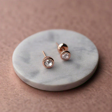 The Nutan Art Jewelry Earrings Kamira Rose Gold Moissanite Stud Earrings