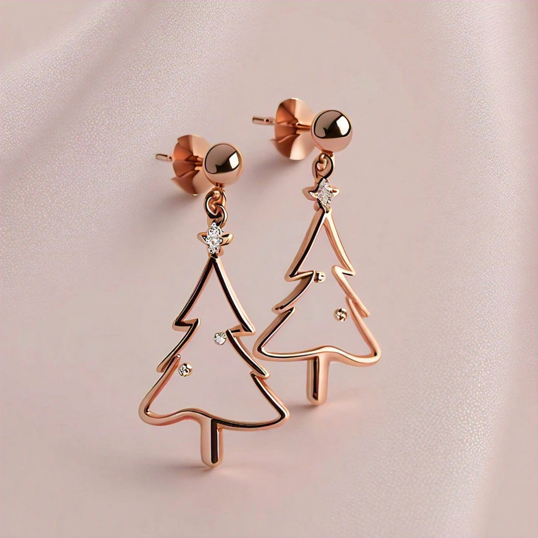 The Nutan Art Jewelry Earrings Macha Rose Gold Little Debbie Christmas Tree Moissanite Drop & Dangle Earrings