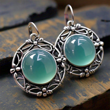 The Nutan Art Jewelry Earrings Niamh Real Aquamarine Stone Circle Hoop Earrings For Women