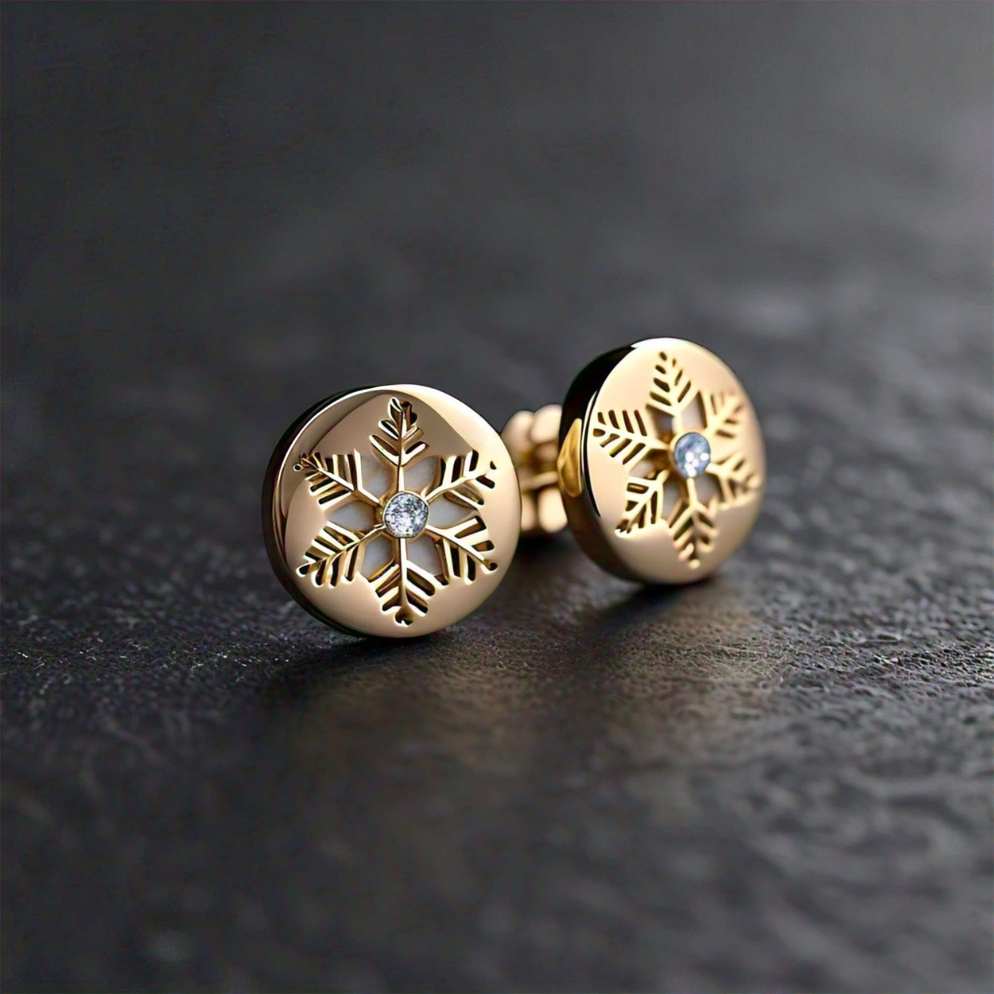 The Nutan Art Jewelry Earrings Parvati Christmas Gold Crystal Moissanite Stud Snowflake Earrings