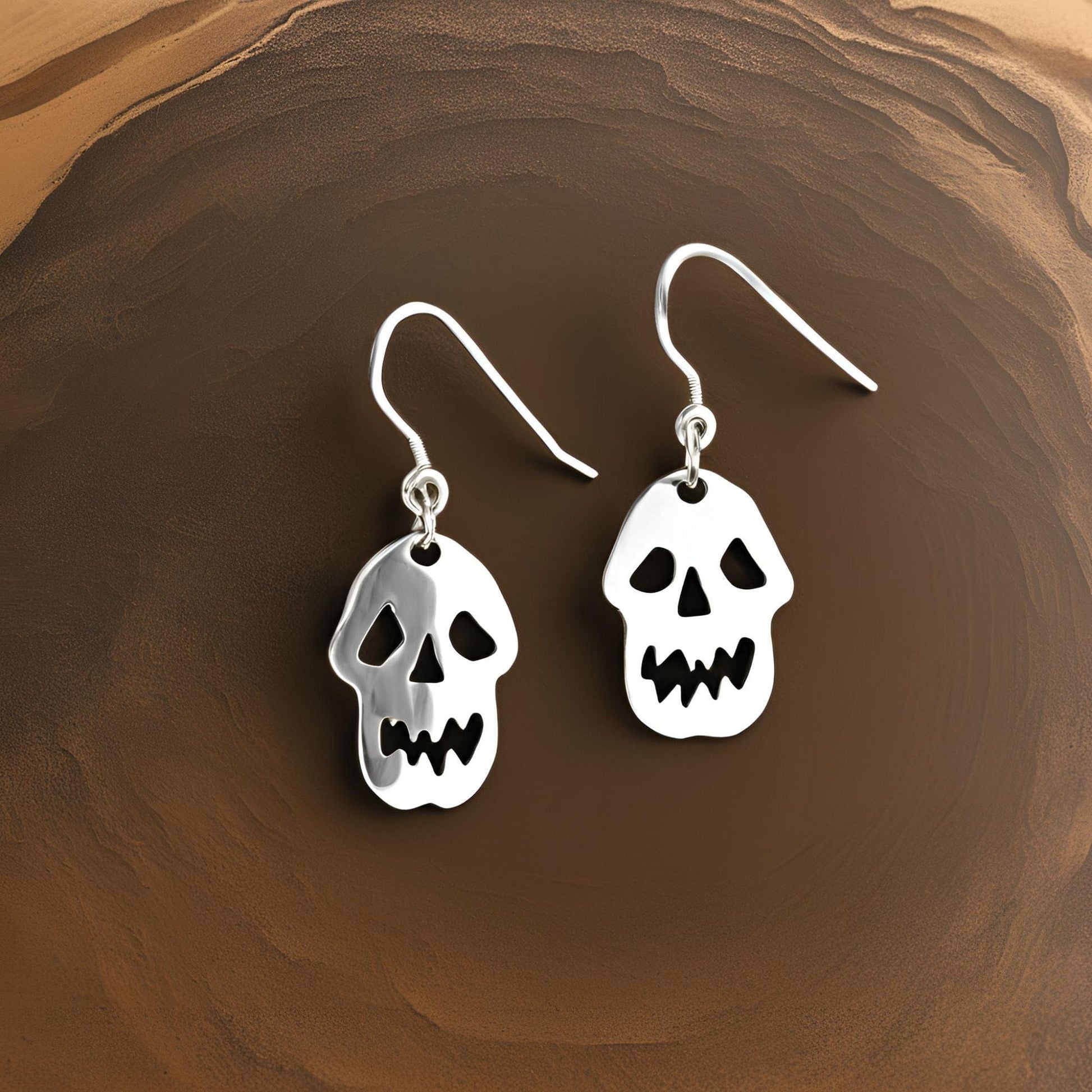 The Nutan Art Jewelry Earrings Victoria Skull Sterling Silver Halloween Earrings