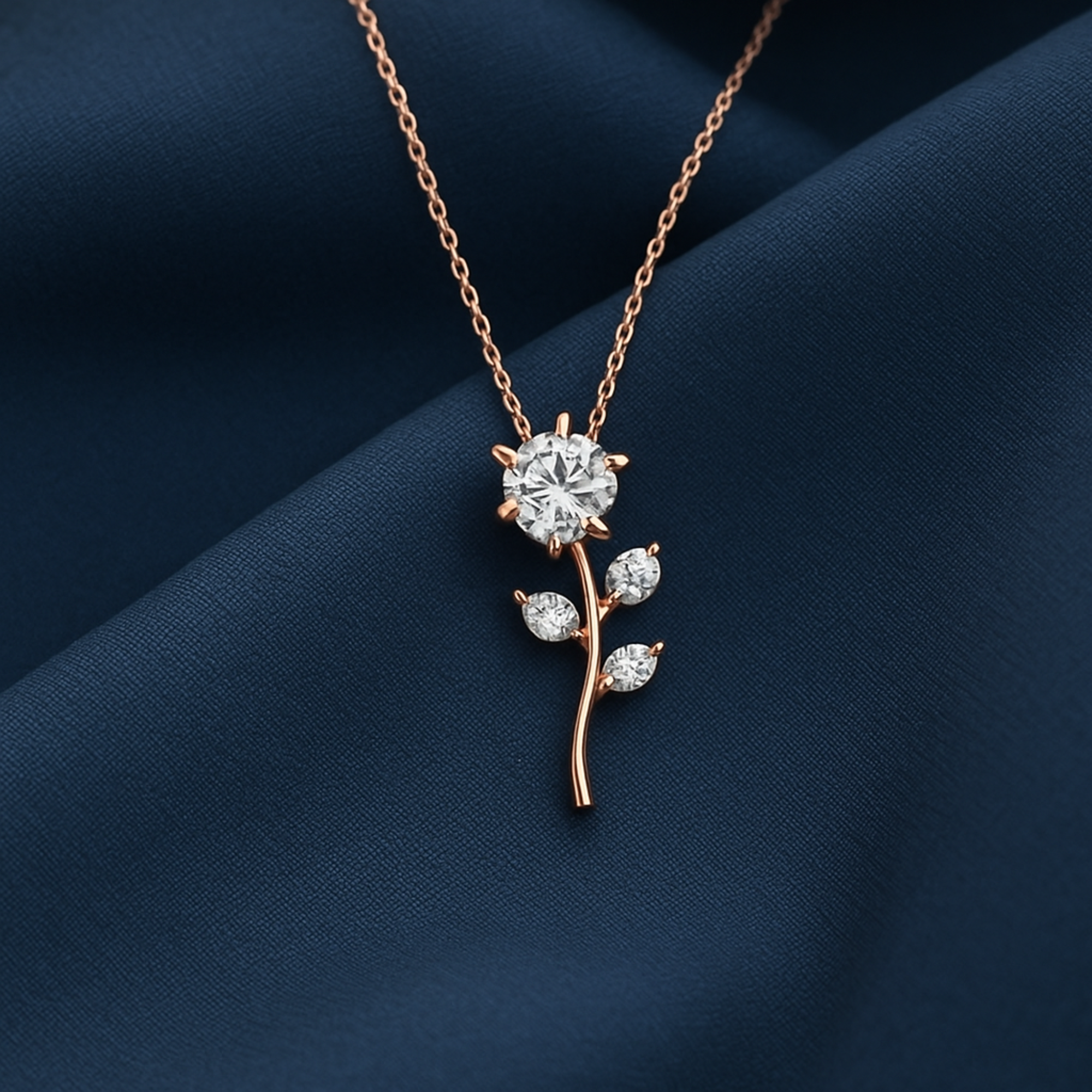 Selket Rose Gold Birth Daisy Swarovski Pandora Flower Necklace