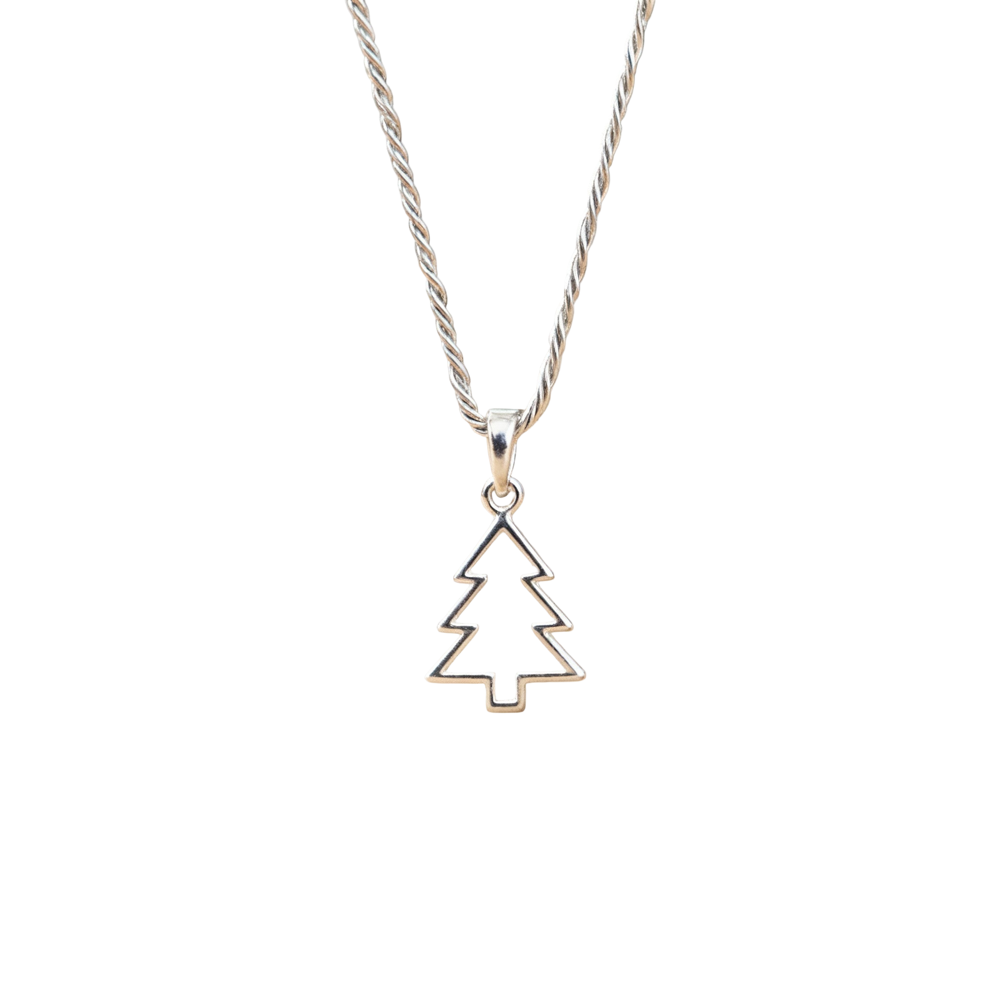 Arete Sterling Silver Pandora Charm Christmas Tree Necklace