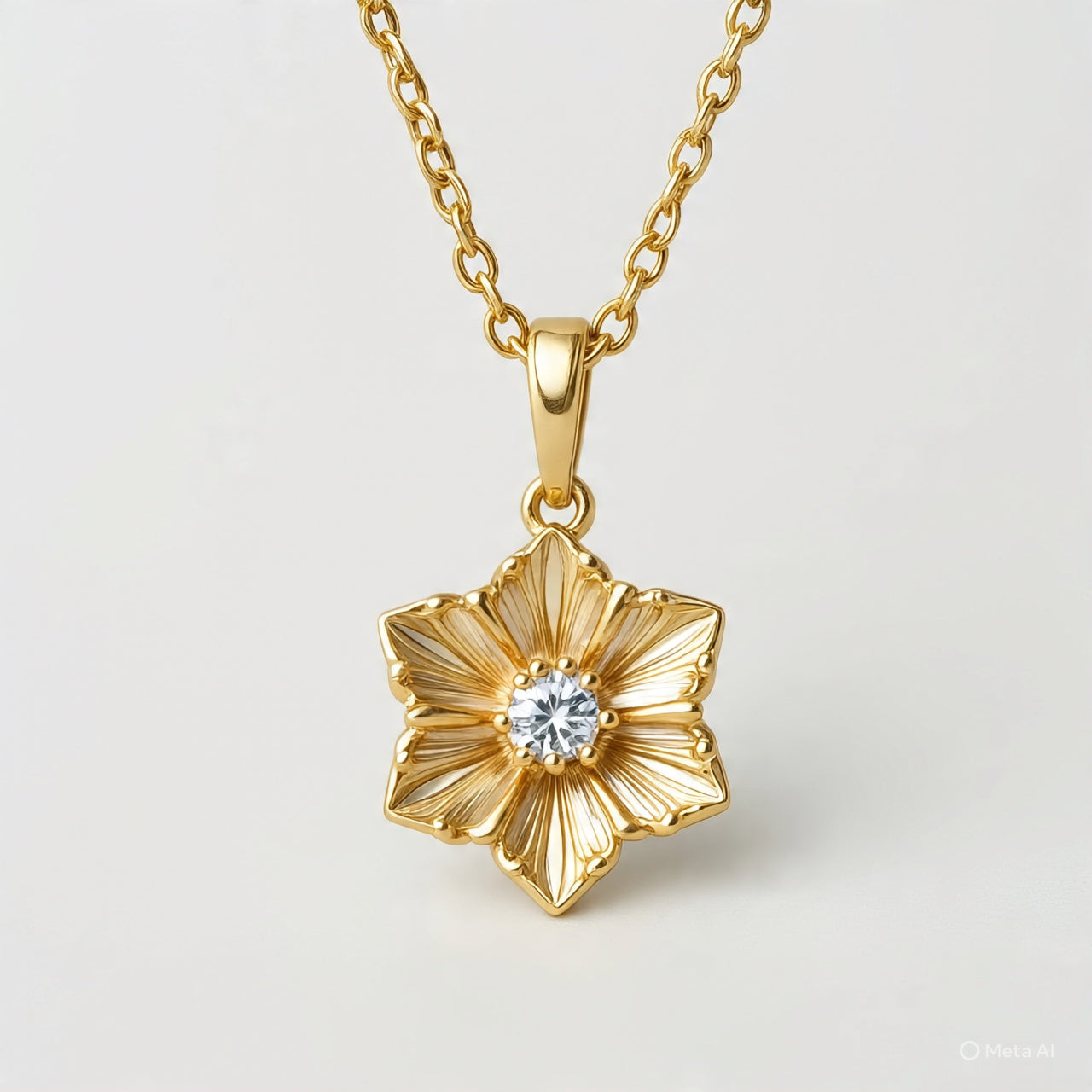 Marama Gold Birth Moissanite Squash Pressed Flower Necklace