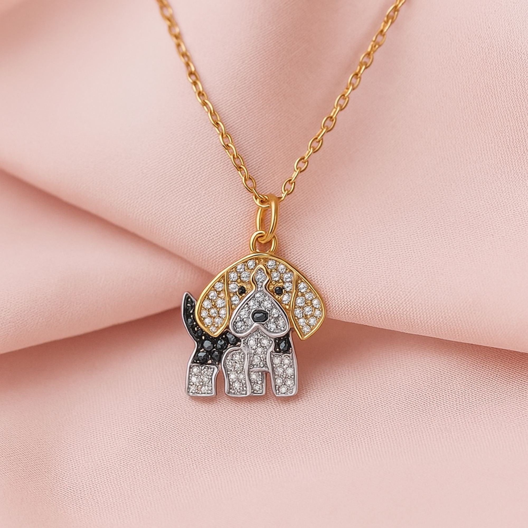 Drake Sterling Silver Puppy Dog Moissanite Necklace