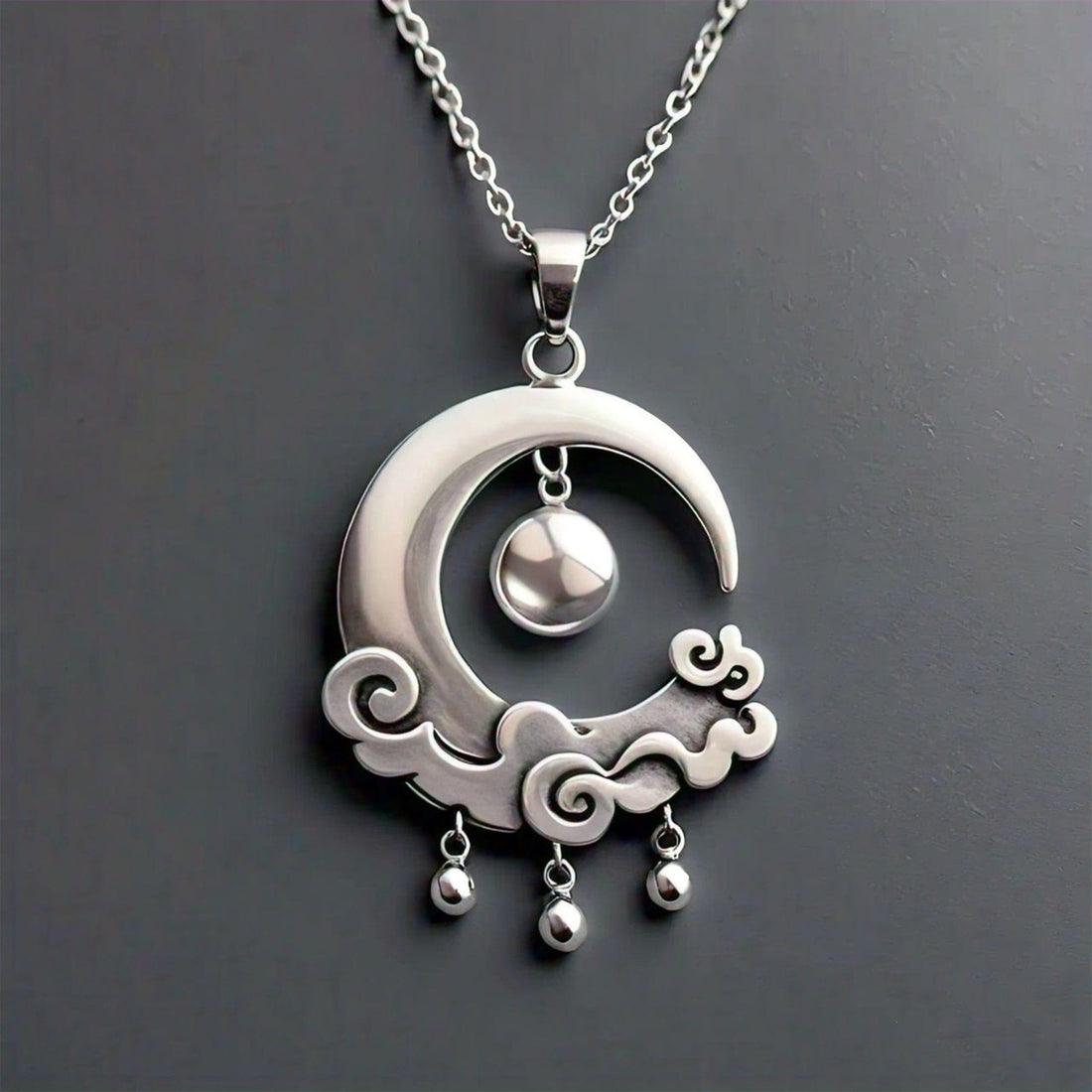 The Nutan Art Jewelry Necklaces Artemis Crescent Moon Sterling Silver Cloud Necklace