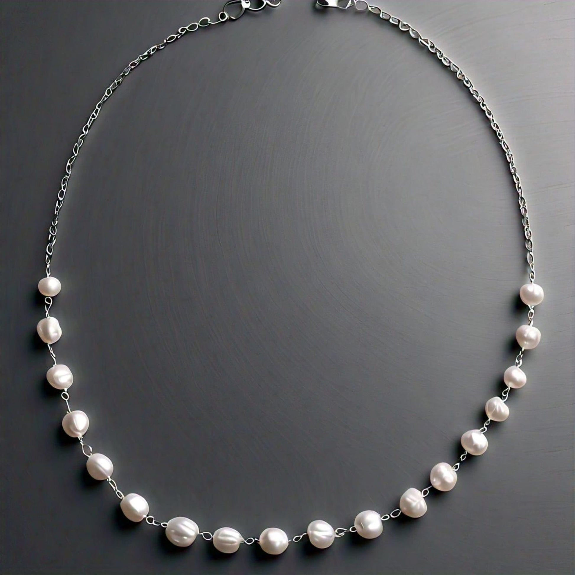 The Nutan Art Jewelry Necklaces Calliope Sterling Silver Real Pearl Cluster Necklace