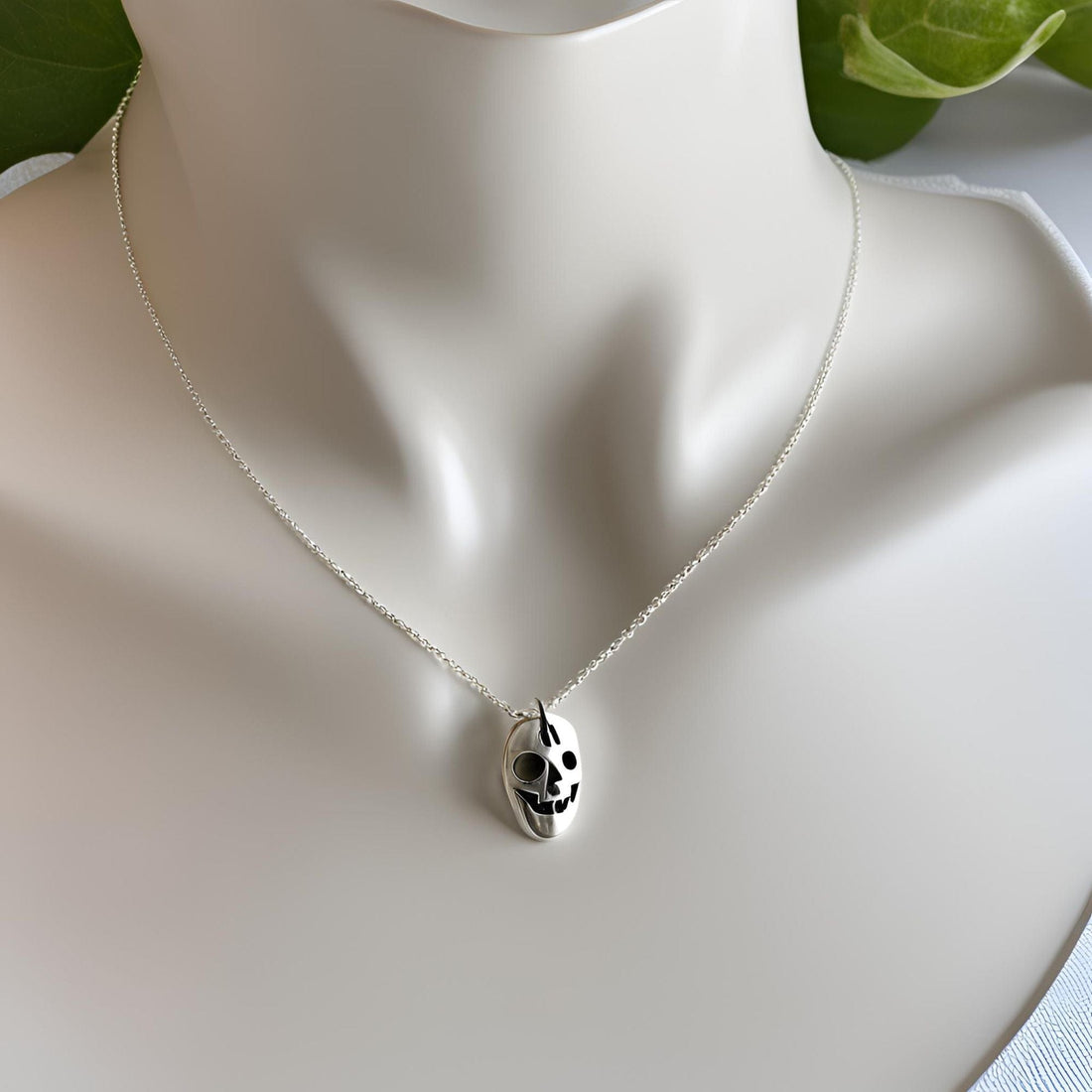 The Nutan Art Jewelry Necklaces Persephone Sterling Silver Halloween Pumpkin Ghost Necklace