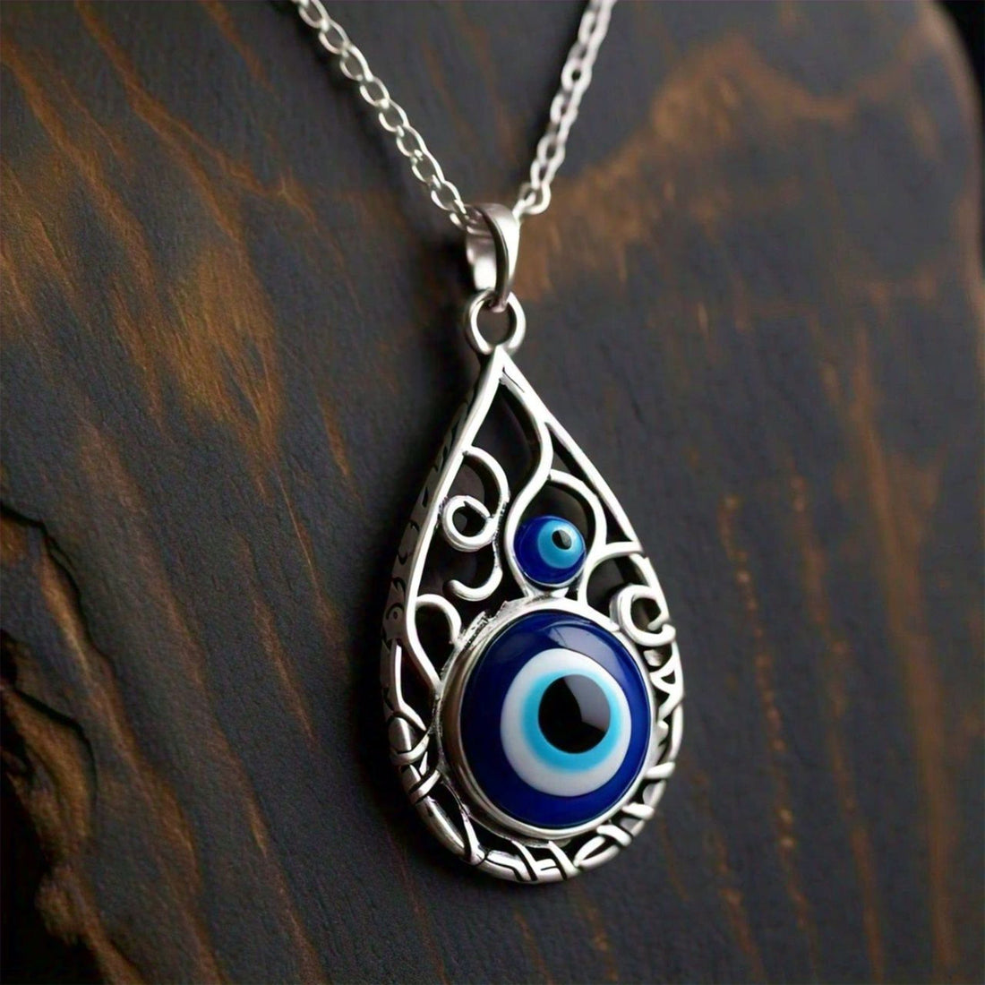 The Nutan Art Jewelry Necklaces Xanthe Evil Eye Pandora Charm Necklace in Silver