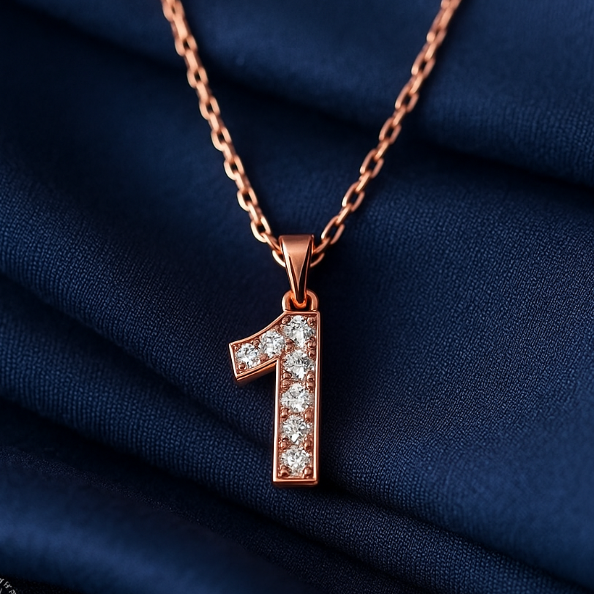Alala Rose Gold Moissanite Custom Jersey Angel Number Necklace