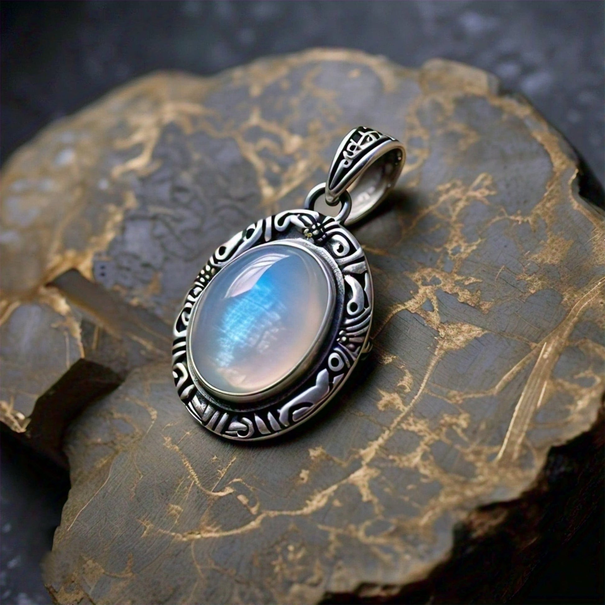 The Nutan Art Jewelry Pendants Aine Sterling Silver Real Antique Vintage Moonstone Pendant