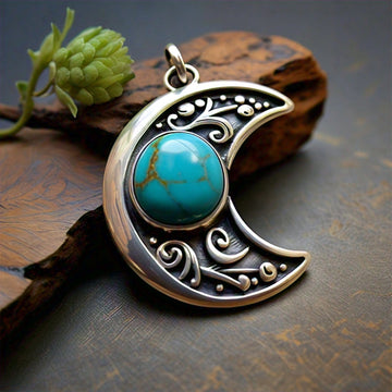 The Nutan Art Jewelry Pendants Brigid Sterling Silver Crescent Moon Pandora Charm Turquoise Pendant