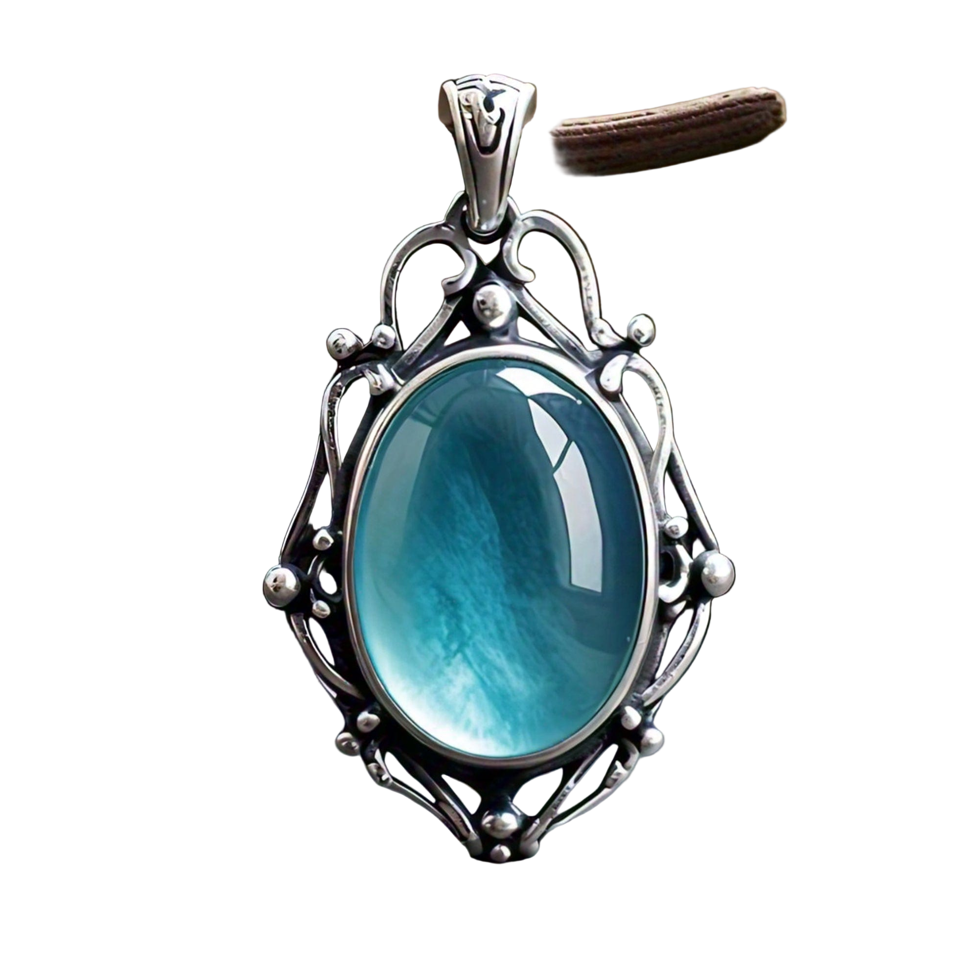 Cybele Sterling Silver Large Vintage Aquamarine Pendant