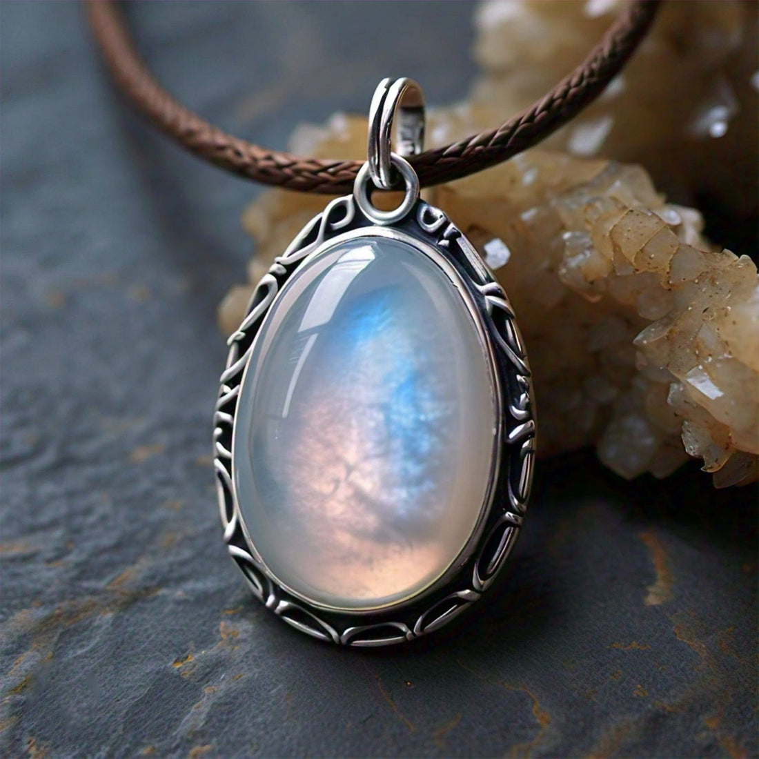 The Nutan Art Jewelry Pendants Dalia Sterling Silver Handmade Real Vintage Antique Moonstone Pendant