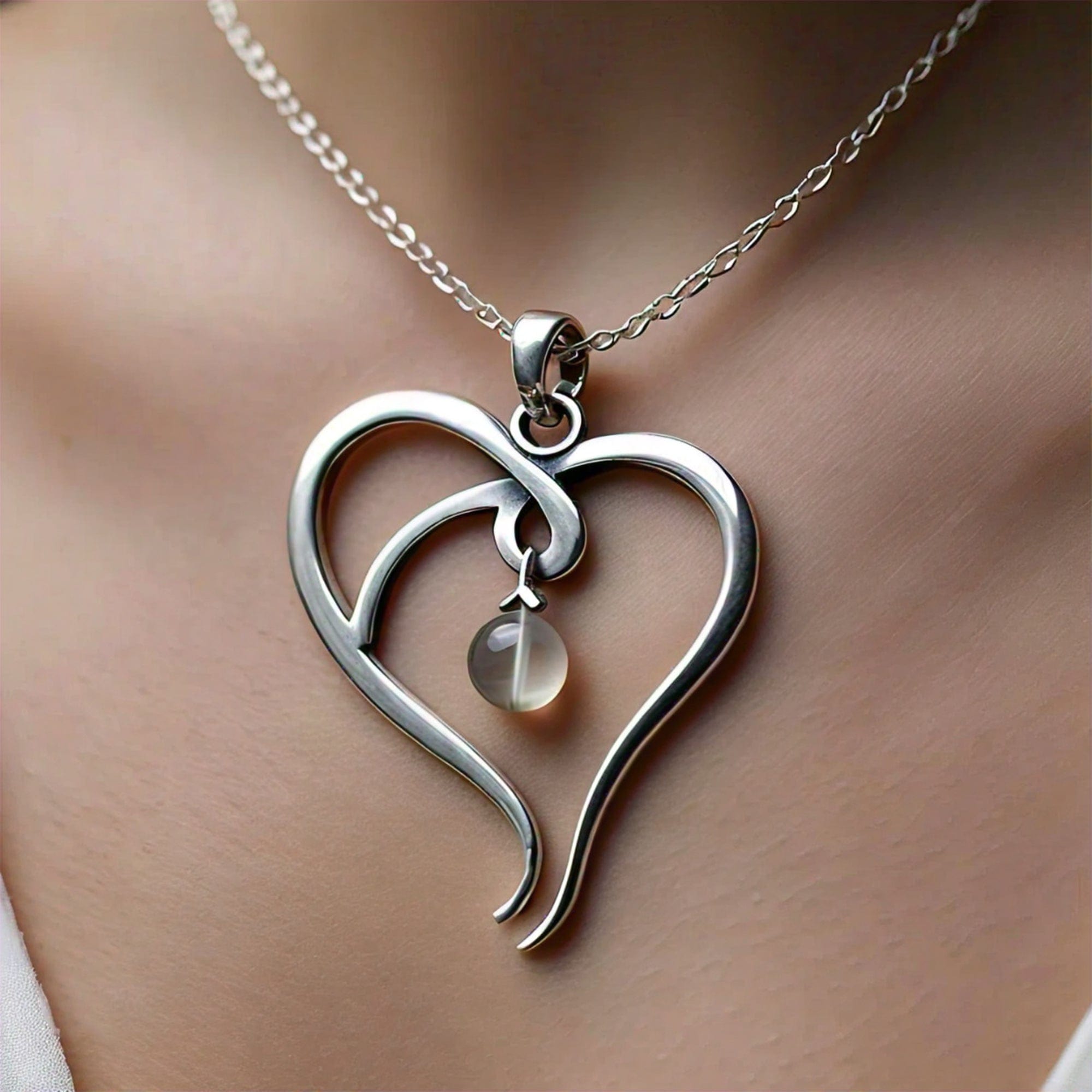 The Nutan Art Jewelry Pendants Devi Sterling Silver Handmade Open Heart Pendant