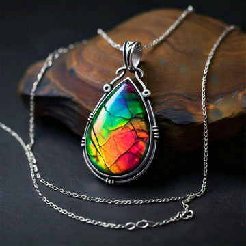 The Nutan Art Jewelry Pendants Eos Sterling Silver Big Gemstone Korite Ammolite Pendant