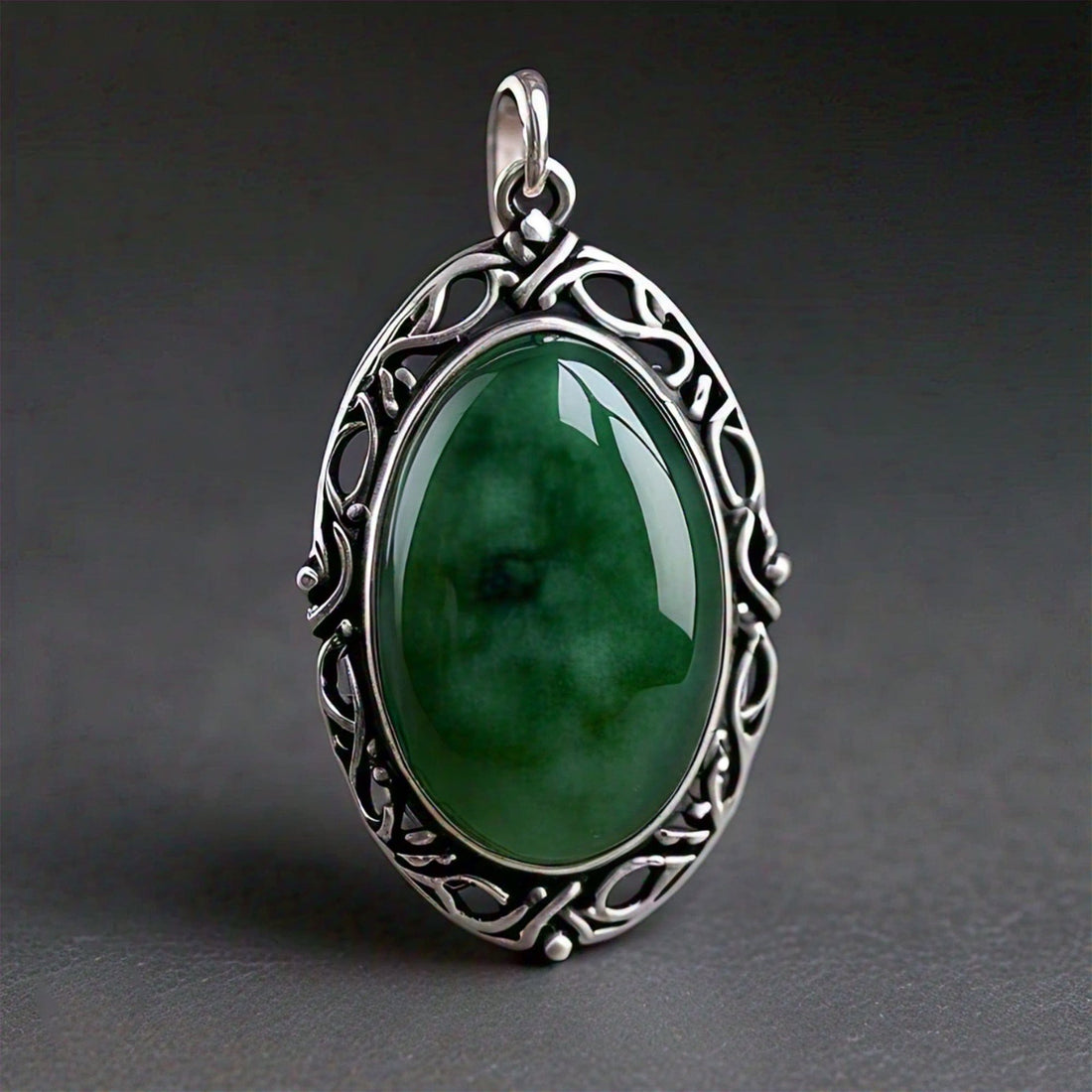 The Nutan Art Jewelry Pendants Hera Handmade Real Green Silver Chinese Jade Pendant