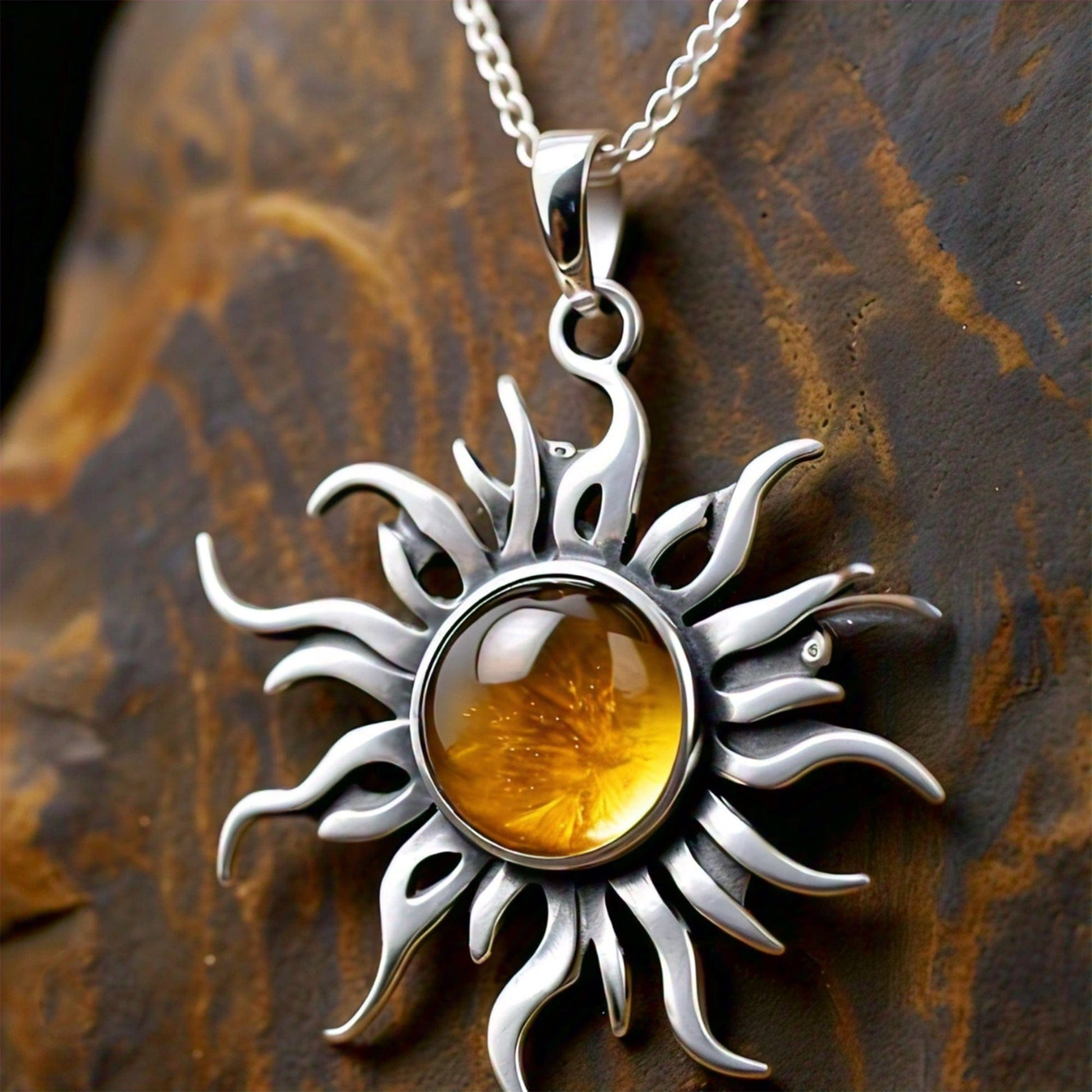 The Nutan Art Jewelry Pendants Maia Handmade Sterling Silver Sun Citrine Pendant